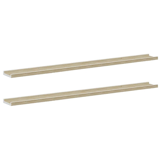 Wall Shelves 2 pcs White and Sonoma Oak 115x9x3 cm