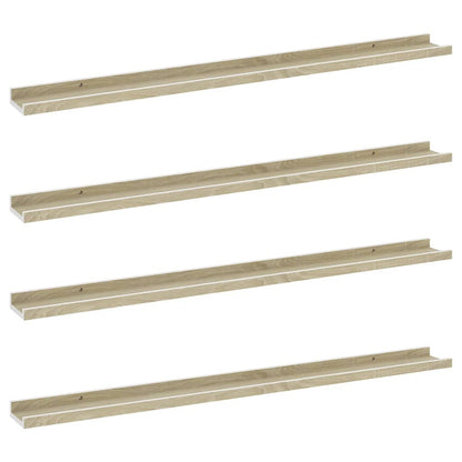 Wall Shelves 4 pcs White and Sonoma Oak 100x9x3 cm