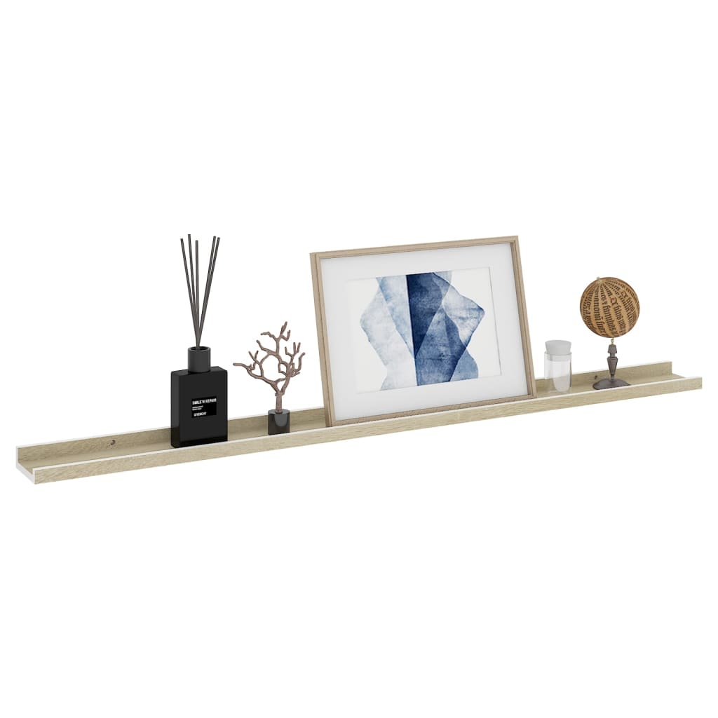 Wall Shelves 4 pcs White and Sonoma Oak 115x9x3 cm