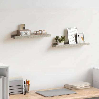 Wall Shelves 2 pcs Concrete Grey 40x9x3 cm