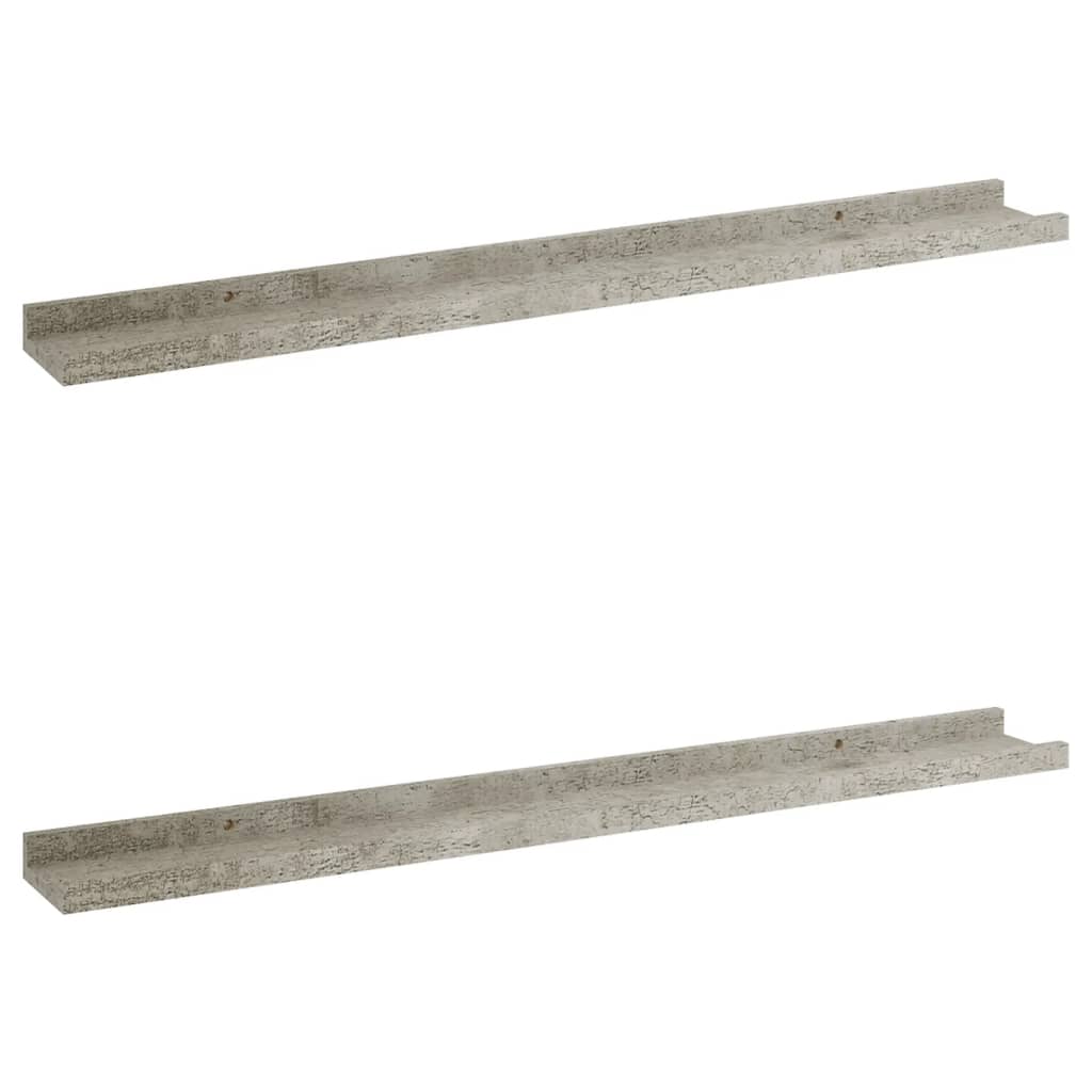 Wall Shelves 2 pcs Concrete Grey 80x9x3 cm