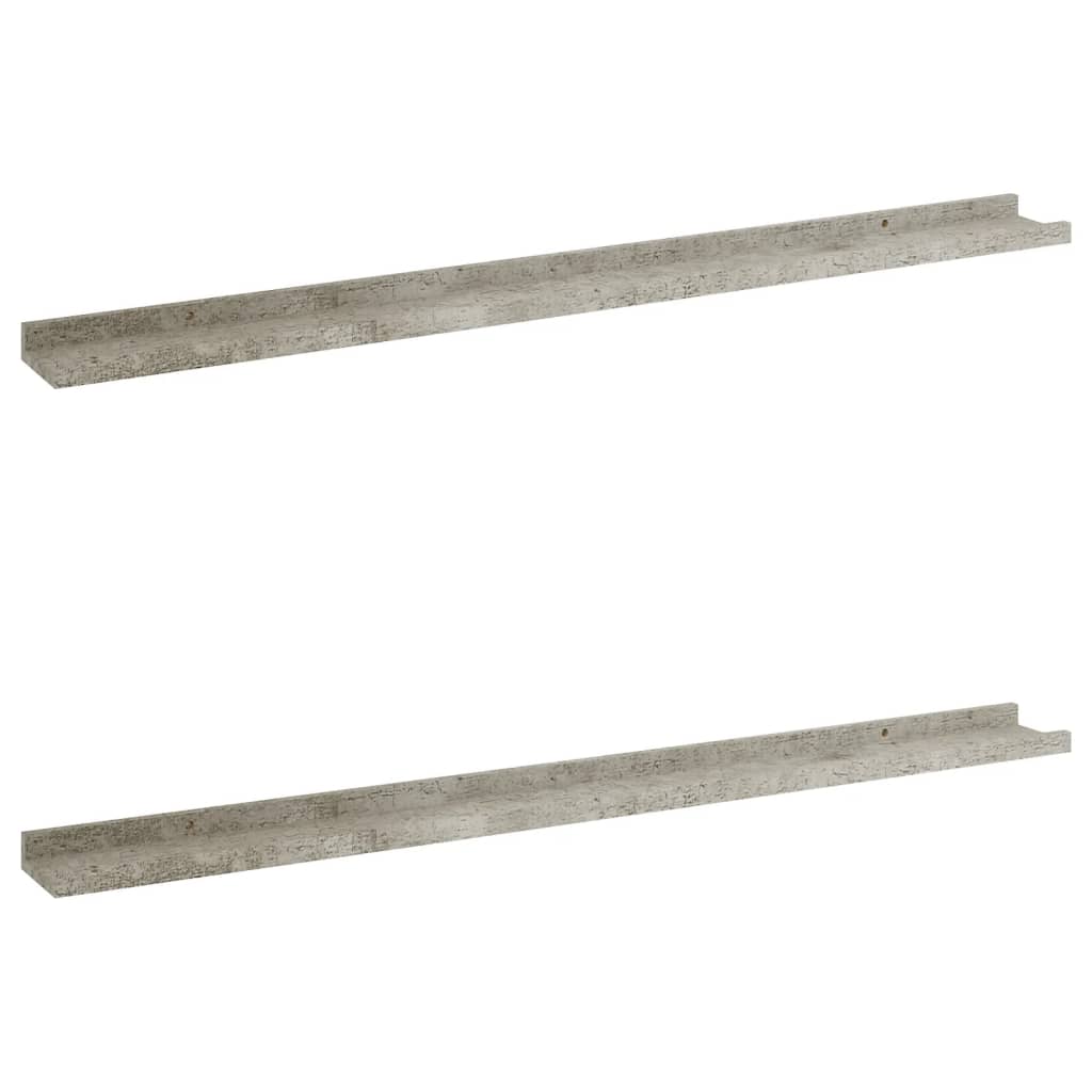 Wall Shelf Set of 2 Concrete Grey MDF 39.4 x 3.5 x 1.2 in