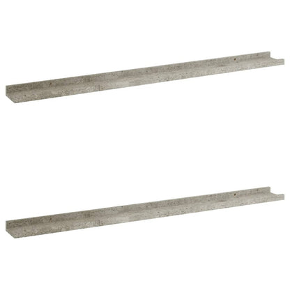 Wall Shelf Set of 2 Concrete Grey MDF 39.4 x 3.5 x 1.2 in