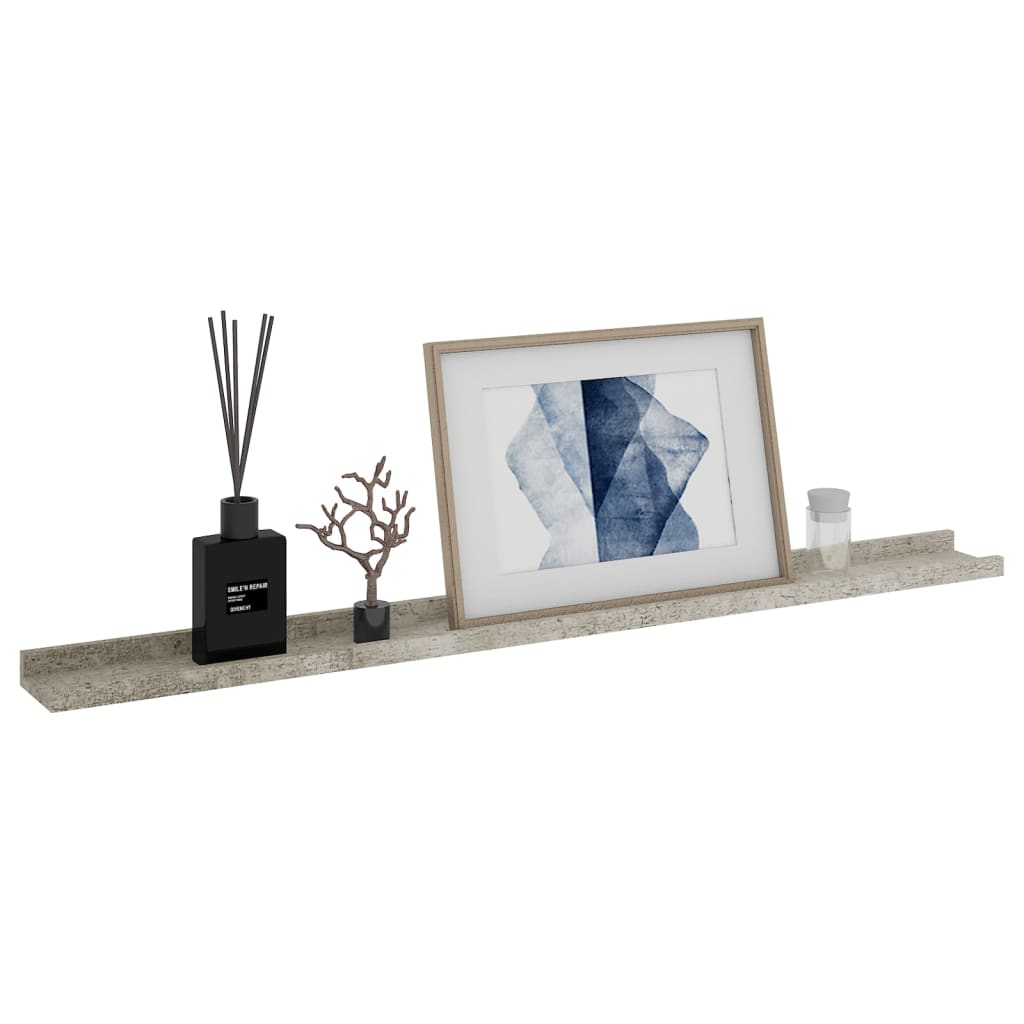 Wall Shelf Set of 2 Concrete Grey MDF 39.4 x 3.5 x 1.2 in