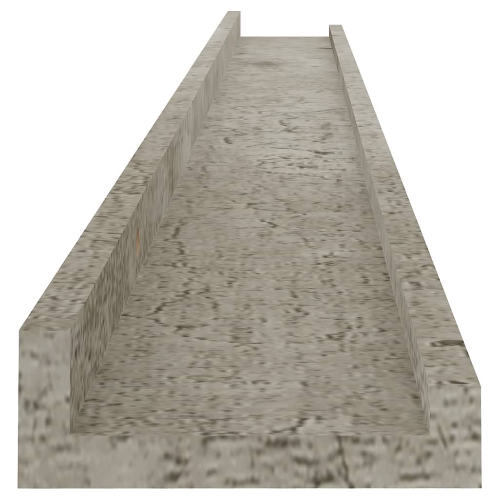 Wall Shelf Set of 2 Concrete Grey MDF 39.4 x 3.5 x 1.2 in