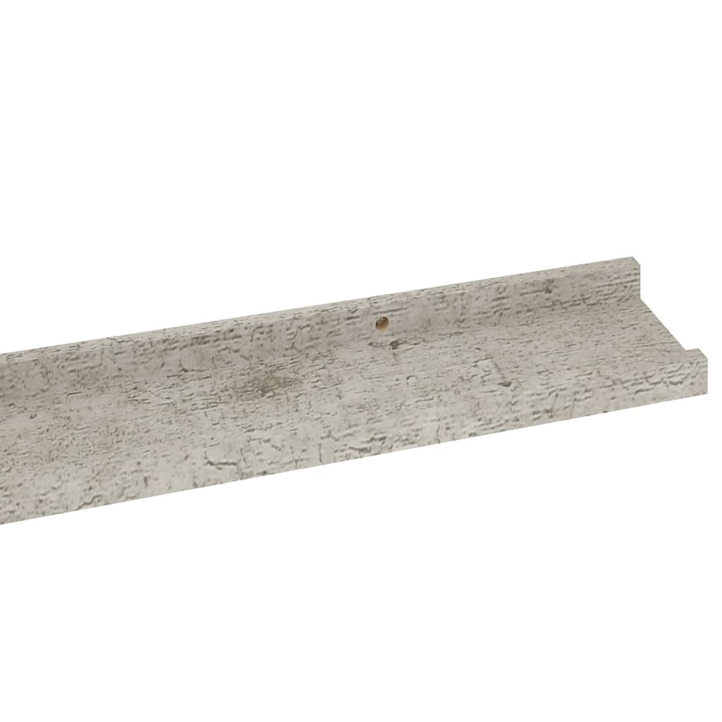 Wall Shelf Set of 2 Concrete Grey MDF 39.4 x 3.5 x 1.2 in