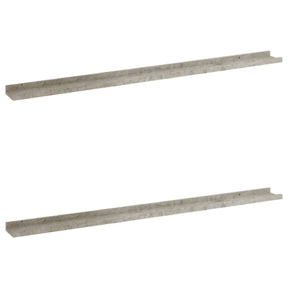 Wall Shelf Set of 2 Concrete Gray MDF 45.3 x 3.5 x 1.2 in