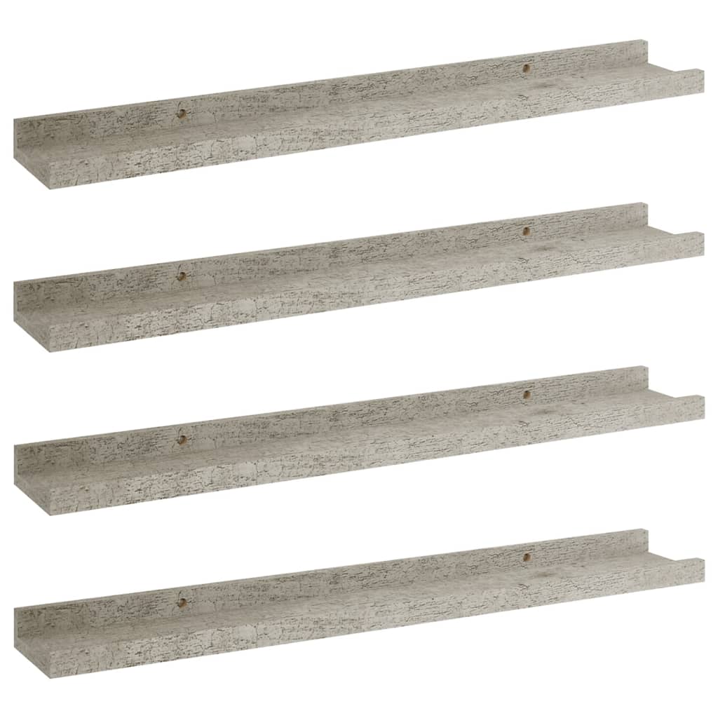 Wall Shelf Set of 4 Concrete grey MDF 23.6x3.5x1.2 in