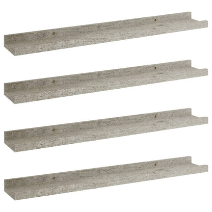 Wall Shelf Set of 4 Concrete grey MDF 23.6x3.5x1.2 in