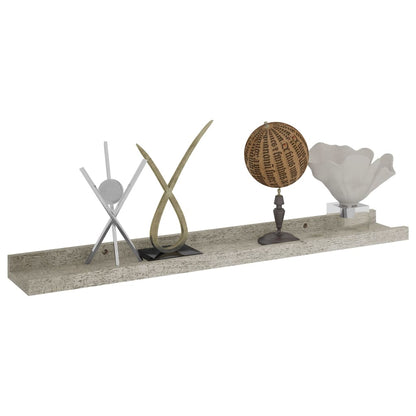 Wall Shelf Set of 4 Concrete grey MDF 23.6x3.5x1.2 in