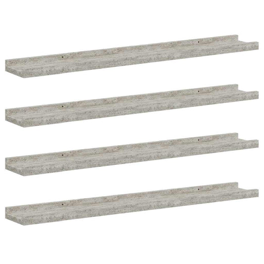 Wall Shelf | Set of 4 | Concrete grey | MDF | 80 x 9 x 3 cm