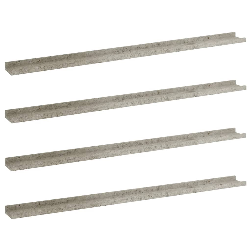 Wall Shelves 4 pcs Concrete Gray 45.3"x3.5"x1.2"