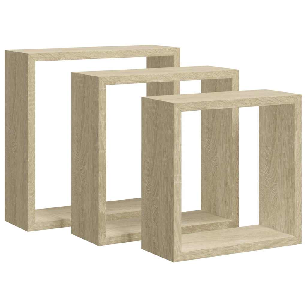 Wall Cube Shelves 3 pcs Sonoma Oak