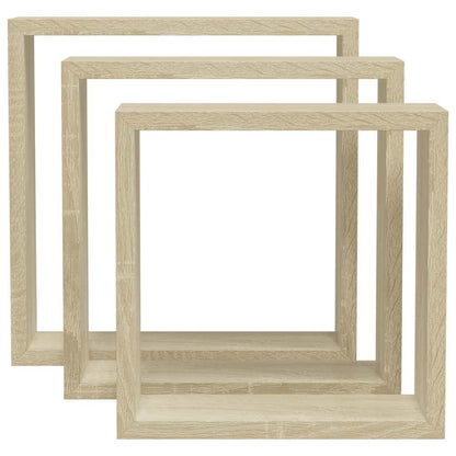 Wall Cube Shelves 3 pcs Sonoma Oak