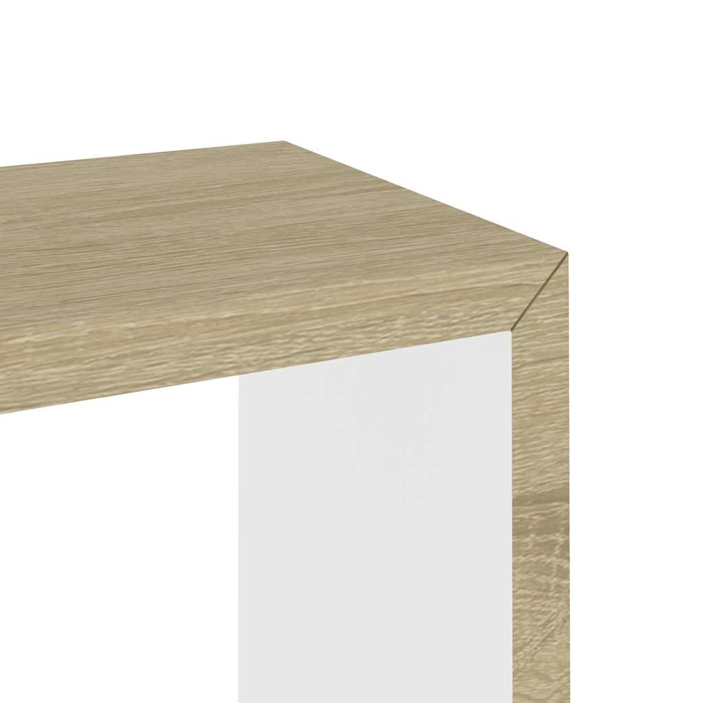Wall Cube Shelf Set of 3 White and Sonoma Oak MDF Small to Medium
