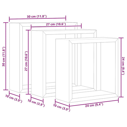 Wall Cube Shelf Set of 3 White and Sonoma Oak MDF Small to Medium