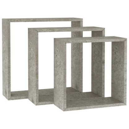 Wall Cube Shelf Set of 3 Concrete Gray MDF