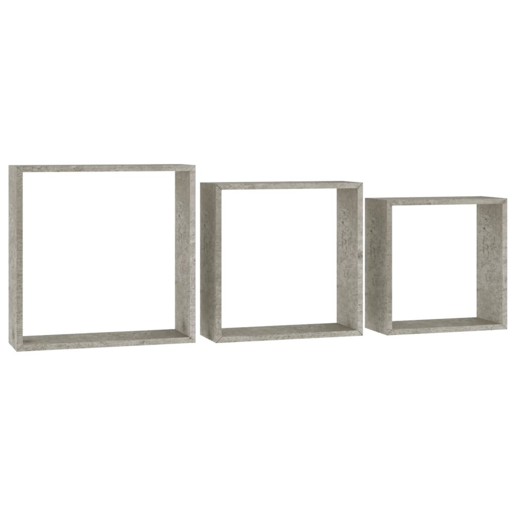 Wall Cube Shelf Set of 3 Concrete Gray MDF