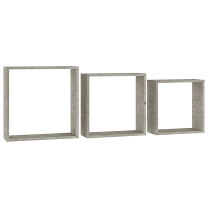 Wall Cube Shelf Set of 3 Concrete Gray MDF