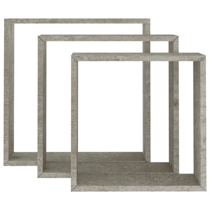 Wall Cube Shelf Set of 3 Concrete Gray MDF