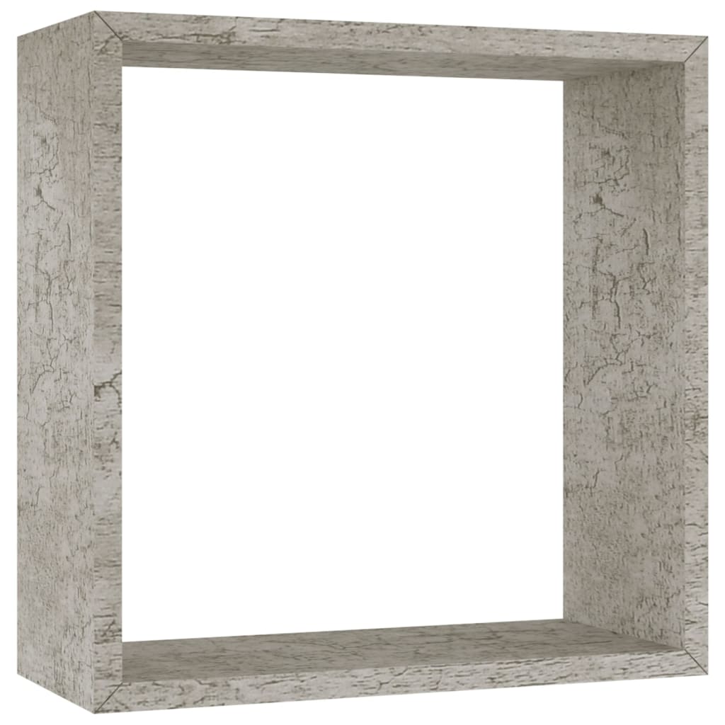 Wall Cube Shelf Set of 3 Concrete Gray MDF