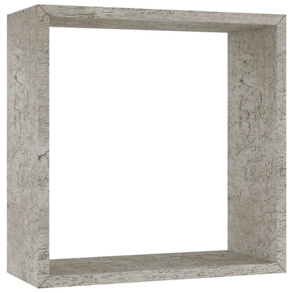 Wall Cube Shelf Set of 3 Concrete Gray MDF