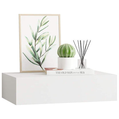 Wall-mounted Drawer Shelf White 40x23.5x10 cm MDF