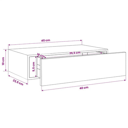 Wall-mounted Drawer Shelf White 40x23.5x10 cm MDF