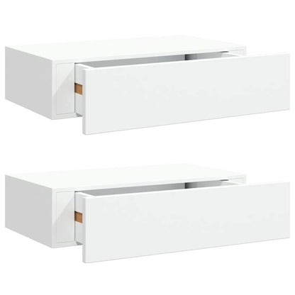 Wall-mounted Drawer Shelves 2 pcs White 40x23.5x10 cm MDF