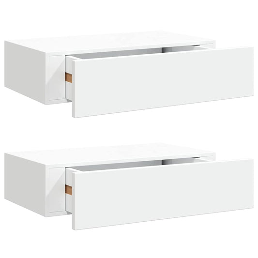 Wall-mounted Drawer Shelves 2 pcs White 40x23.5x10 cm MDF