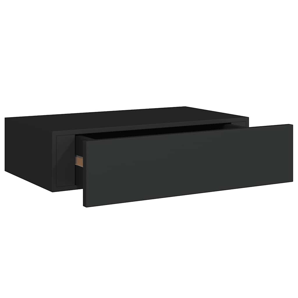 Drawer Shelf | Black | MDF | Compact | Wall-Mounted Drawer Shelf