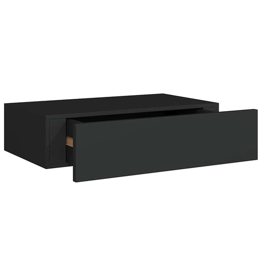 Wall-mounted Drawer Shelf Black 40x23.5x10cm MDF