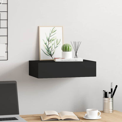 Drawer Shelf | Black | MDF | Compact | Wall-Mounted Drawer Shelf