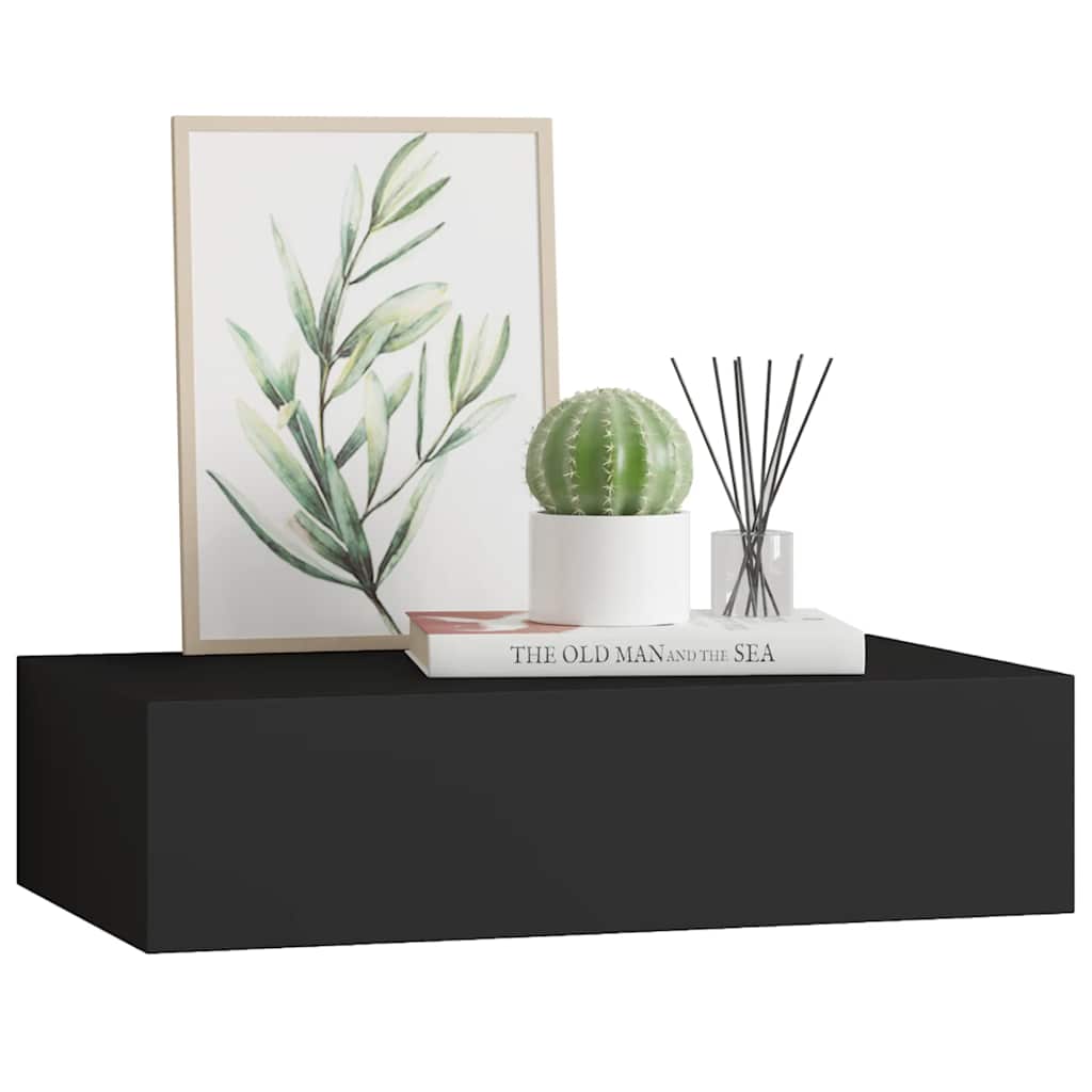 Drawer Shelf | Black | MDF | Compact | Wall-Mounted Drawer Shelf