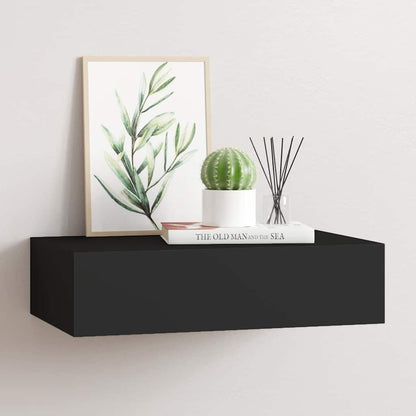 Drawer Shelf | Black | MDF | Compact | Wall-Mounted Drawer Shelf
