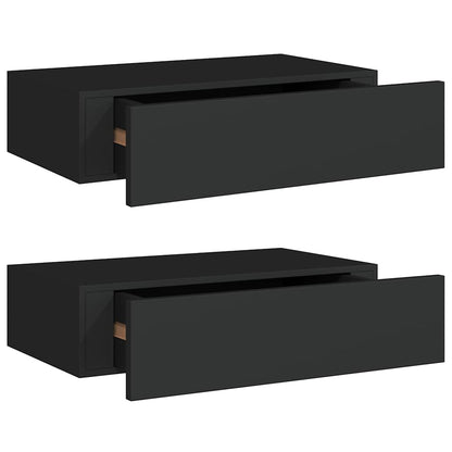 Wall-mounted Drawer Shelves 2 pcs Black 40x23.5x10cm MDF