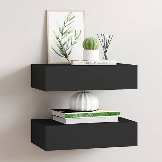 Drawer Shelf | Set of 2 | Black | MDF, Metal | Compact | Drawer Shelf