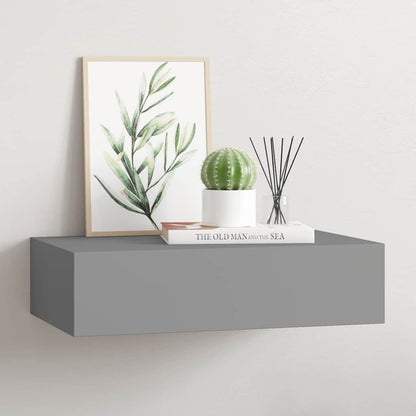Drawer Shelf | Grey | MDF, metal | Compact | Floating Shelf | Rectangular