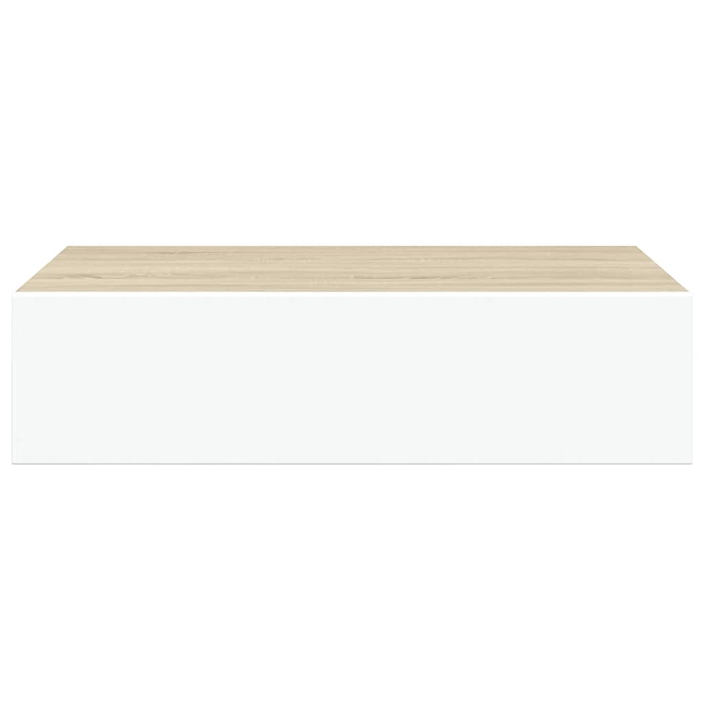 Drawer Shelf | Oak and White | MDF, Metal | Compact | Wall Shelf