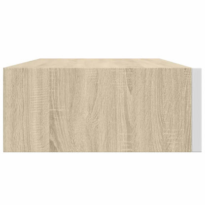 Drawer Shelf | Oak and White | MDF, Metal | Compact | Wall Shelf
