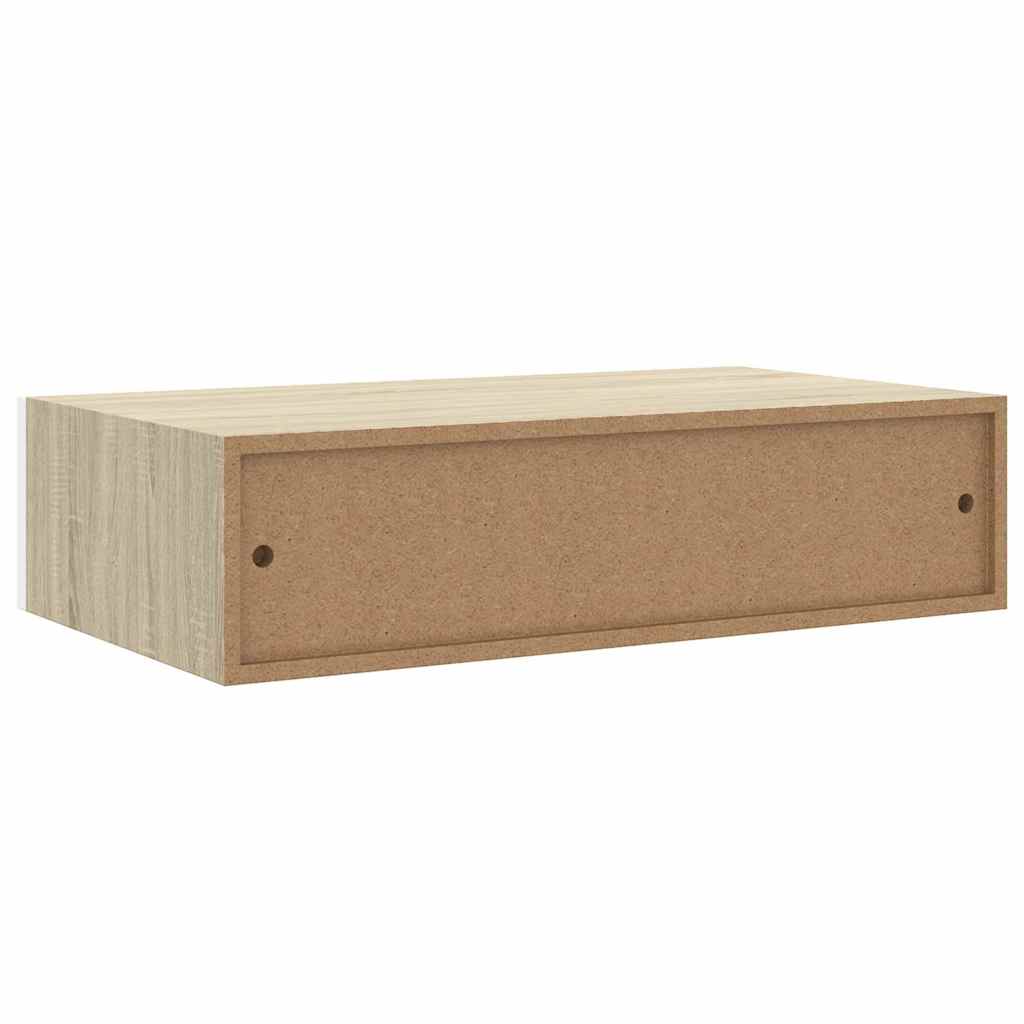 Drawer Shelf | Oak and White | MDF, Metal | Compact | Wall Shelf