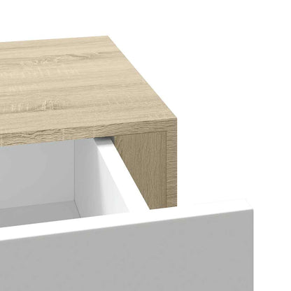 Drawer Shelf | Oak and White | MDF, Metal | Compact | Wall Shelf