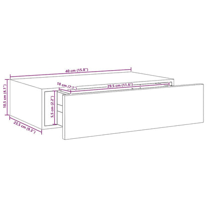 Drawer Shelf | Oak and White | MDF, Metal | Compact | Wall Shelf