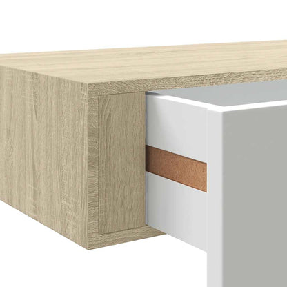 Wall Drawer Shelves 2 pcs Oak and White 40x23.5x10cm MDF