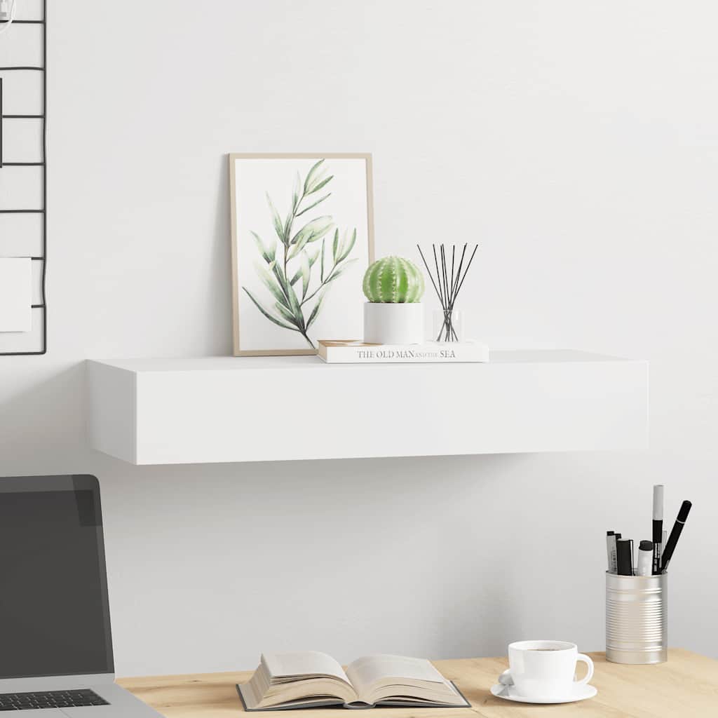 Drawer Shelf | White | MDF, metal | Compact | Wall-Mounted Shelf