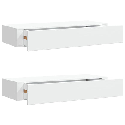 Wall-mounted Drawer Shelves 2 pcs White 60x23.5x10cm MDF