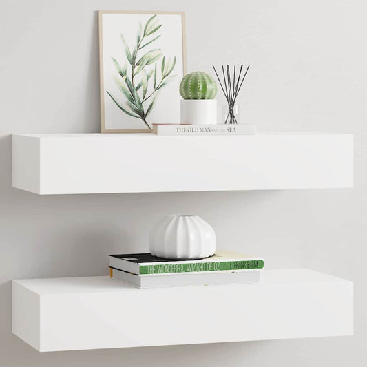 Wall-mounted Drawer Shelves 2 pcs White 60x23.5x10cm MDF
