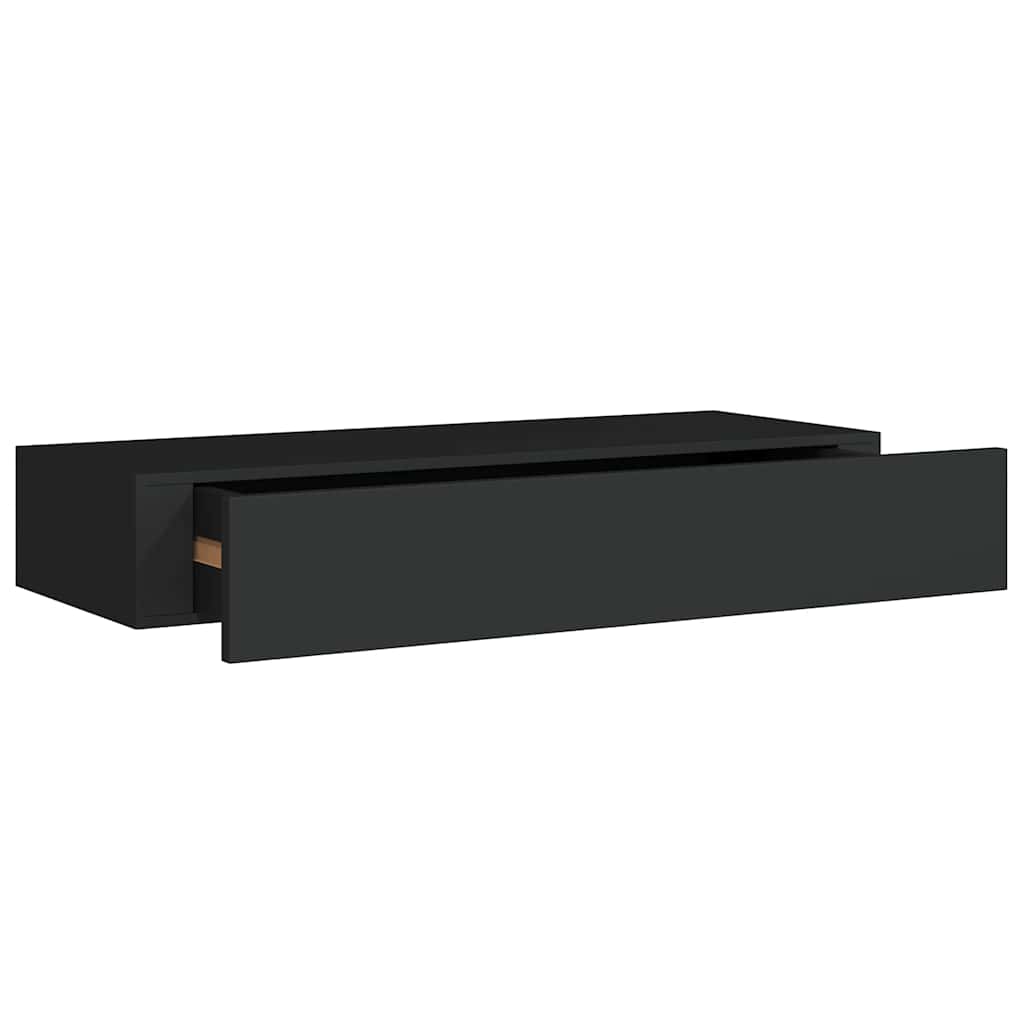 Drawer Shelf | Black | MDF, Metal | Compact | Wall-Mounted Drawer Shelf