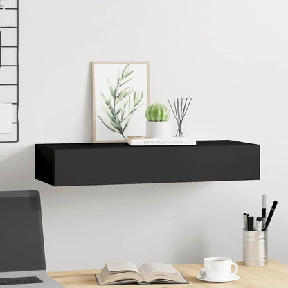 Drawer Shelf | Black | MDF, Metal | Compact | Wall-Mounted Drawer Shelf