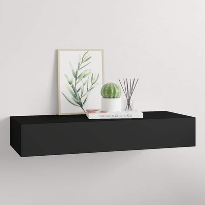 Drawer Shelf | Black | MDF, Metal | Compact | Wall-Mounted Drawer Shelf